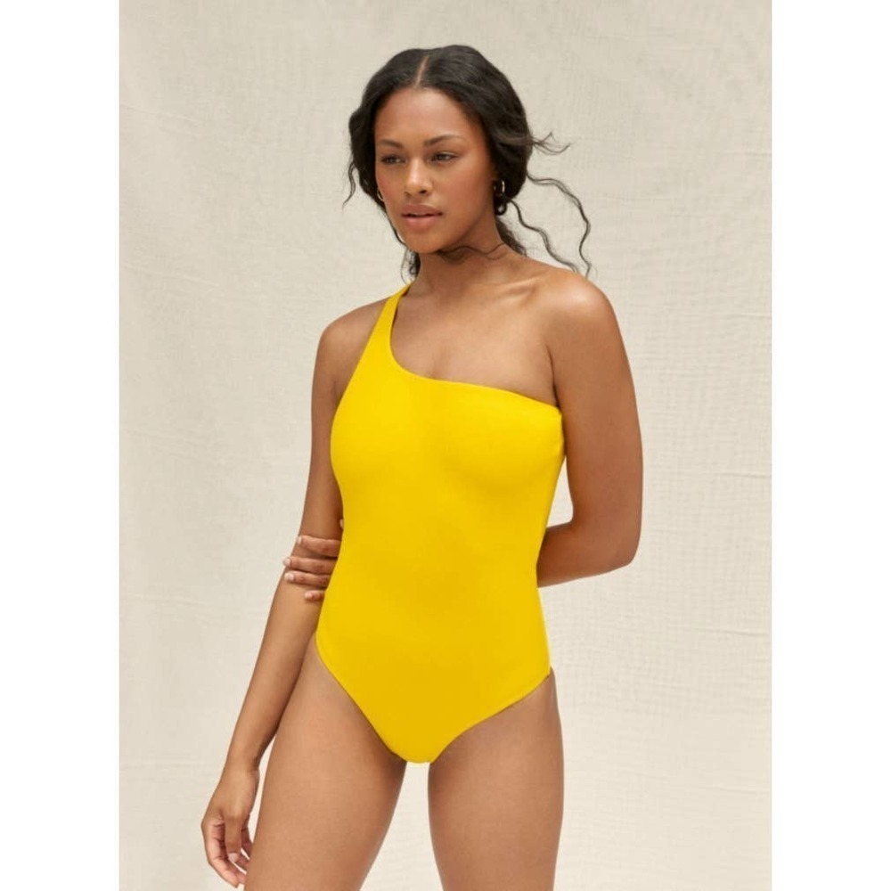 Jade Swim Evolve One Peice One Shoulder Swimsuit Canary Medium